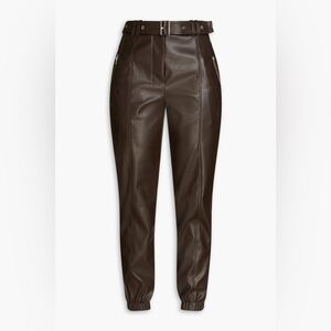 3.1 PHILLIP LIM Vegan Faux Leather Brown‎ Belted Jogger Pants Size 2